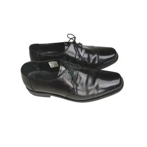 Samuel Windsor Black Leather Square  Toe Lace Up Oxfords Shoes Men's 8